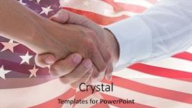  Presentation with shaking hands - Amazing presentation having man woman red blue meeting - people shaking their hands backdrop and a coral colored foreground