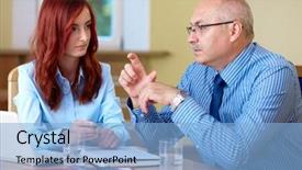  Presentation with female ovary cycle - Presentation theme consisting of young doctor with open hand palm background and a sky blue colored foreground