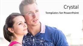  Presentation with sky is the limit - Presentation theme enhanced with man woman red blue meeting - young couple in front background and a  colored foreground