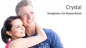  Presentation with meeting red white blue - Amazing PPT theme having man woman red blue meeting - young couple in front backdrop and a  colored foreground