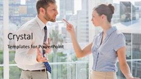  Presentation with partners - PPT theme featuring man woman working - business partners having a heated background and a soft green colored foreground