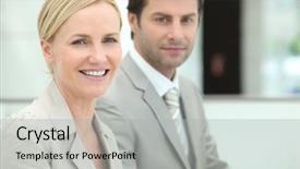  Presentation with people - Slides enhanced with man woman working - business people background and a  colored foreground