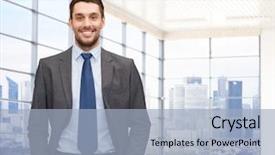  Presentation with young business people - Amazing PPT theme having man work - business people and office concept backdrop and a light blue colored foreground