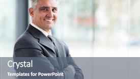  Presentation with cheerful - Colorful PPT layouts enhanced with man work - cheerful businessman with arms folded backdrop and a gray colored foreground