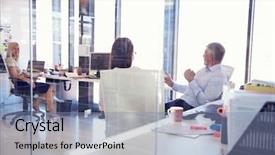  Presentation with people talking - Colorful PPT layouts enhanced with man work - group of people talking backdrop and a seafoam green colored foreground