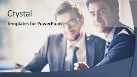  Presentation with smart grids - Slide set with man work - image of smart young businessmen background and a lemonade colored foreground