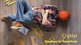  Presentation with solutions - Slides with man-worker-lying-on-floor background and a tawny brown colored foreground