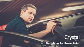  Presentation with car wash - Presentation theme having man worker polishing car background and a dark gray colored foreground