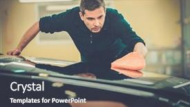  Presentation with car wash - Presentation design having man worker polishing car background and a dark gray colored foreground