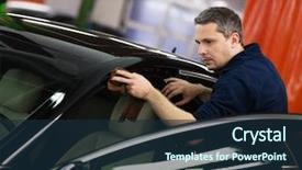  Presentation with car wash - Audience pleasing PPT layouts consisting of man worker polishing car backdrop and a navy blue colored foreground