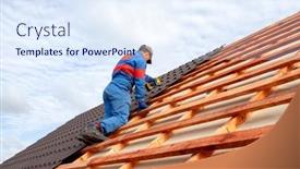  Presentation with drill - PPT theme consisting of man-worker-uses-a-power background and a sky blue colored foreground