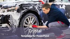  Presentation with alloy - Colorful PPT theme enhanced with man worker washing car's backdrop and a gray colored foreground