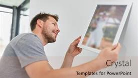  Presentation with picture frame - Slides with man-working-as-a-handyman background and a coral colored foreground