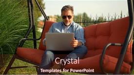  Presentation with home office - PPT theme consisting of man-working-at-home-office background and a tawny brown colored foreground