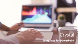  Presentation with trading - Audience pleasing presentation theme consisting of man working at table in office closeup financial trading concept backdrop and a coral colored foreground