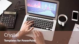  Presentation with trading - Beautiful presentation theme featuring man working at table in office top view financial trading concept backdrop and a tawny brown colored foreground