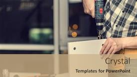  Presentation with manufacturing process - Audience pleasing PPT layouts consisting of man-working-during-process backdrop and a coral colored foreground