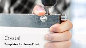  Presentation with manufacturing process - Slide set featuring man-working-during-process background and a sky blue colored foreground