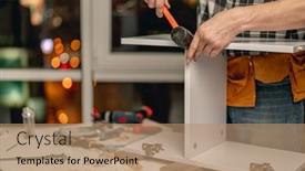  Presentation with manufacturing process - Beautiful slide set featuring man-working-during-process backdrop and a coral colored foreground