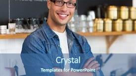  Presentation with coffee shop - PPT theme having man working in coffee shop background and a ocean colored foreground