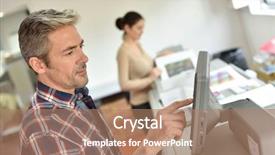  Presentation with programming - PPT layouts enhanced with man working in printing house background and a coral colored foreground