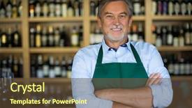  Presentation with wine shop and barrel - Colorful PPT layouts enhanced with man working in wine shop backdrop and a  colored foreground