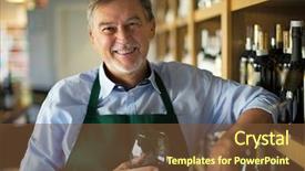  Presentation with wine - PPT layouts featuring man working in wine shop background and a  colored foreground