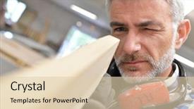  Presentation with wood industry - Presentation theme enhanced with man working in wood industry background and a  colored foreground