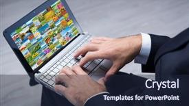  Presentation with nature design - Slide deck with man working on computer background and a wine colored foreground