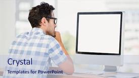  Presentation with computer - Audience pleasing slides consisting of man working on computer backdrop and a lemonade colored foreground