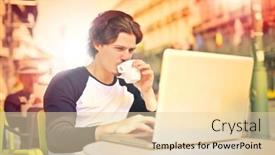  Presentation with laptop - Amazing slides having man-working-on-his-laptop backdrop and a lemonade colored foreground