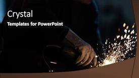  Presentation with iron - Slide deck having man-working-on-iron background and a black colored foreground