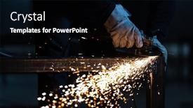  Presentation with iron - Slide deck with man-working-on-iron background and a black colored foreground