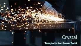  Presentation with iron - PPT theme enhanced with man-working-on-iron background and a wine colored foreground