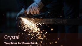  Presentation with iron - PPT layouts enhanced with man-working-on-iron background and a wine colored foreground