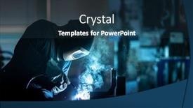  Presentation with steel industry man grinding - Slides enhanced with man-working-on-iron background and a ocean colored foreground