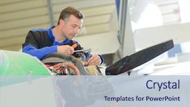  Presentation with aircraft - Audience pleasing PPT layouts consisting of man working on light aircraft backdrop and a lemonade colored foreground