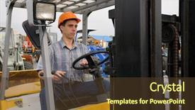  Presentation with forklift - Theme consisting of man working on the forklift background and a tawny brown colored foreground