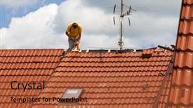 Presentation with roof - Slide deck having man working on the roof background and a red colored foreground