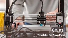  Presentation with project - Colorful presentation theme enhanced with man-working-with-3d-printer backdrop and a tawny brown colored foreground