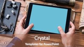  Presentation with teachers working around a table - Beautiful theme featuring man working with a digital backdrop and a red colored foreground