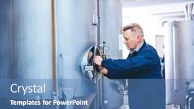  Presentation with craft beer - Slides enhanced with man-working-with-brewery-equipment background and a teal colored foreground