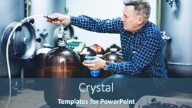  Presentation with craft beer - PPT theme having man-working-with-brewery-equipment background and a ocean colored foreground