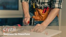  Presentation with manufacturing process - Presentation enhanced with man-working-with-hammer background and a coral colored foreground