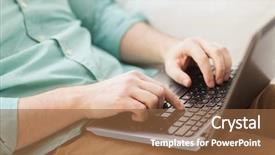  Presentation with iot agriculture technology concept man - Presentation theme having man working with laptop computer background and a tawny brown colored foreground