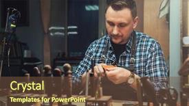  Presentation with leather craft - Amazing slide set having man working with leather textile backdrop and a tawny brown colored foreground