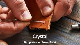  Presentation with diy - Cool new PPT theme with man working with leather using backdrop and a tawny brown colored foreground