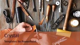  Presentation with diy - Theme having man working with leather using background and a red colored foreground