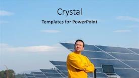  Presentation with solar panels - Cool new presentation with man working with solar panels backdrop and a  colored foreground