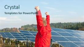  Presentation with solar panels - PPT theme with man working with solar panels background and a  colored foreground
